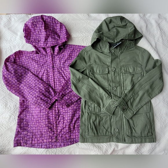 Lands' End Other - GIRLS SPRING HOODED JACKET LOT: LAND'S END RAIN COAT EDDIE BAUER UTILITY SIZE 7